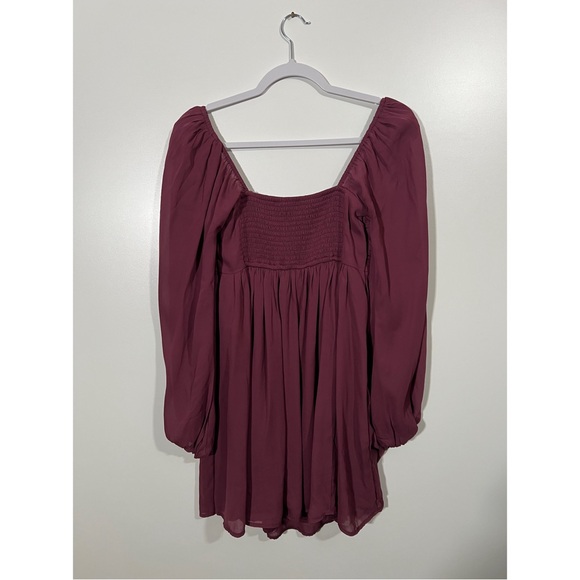 Abercrombie Dress Long Sleeve Chiffon Mini Dress in Burgundy Maroon Size Small - Picture 10 of 10